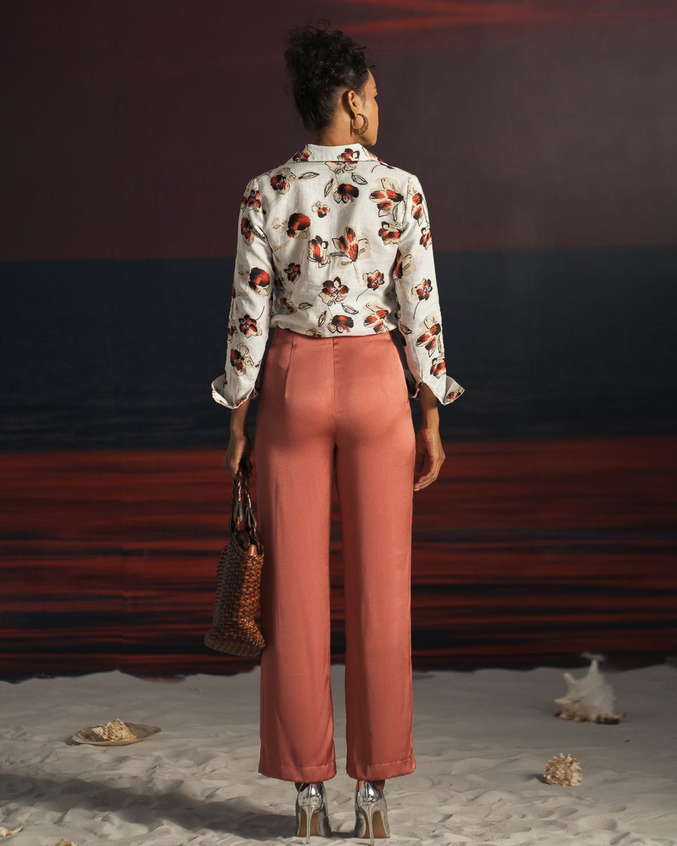 Áo Sơ Mi Linen Đỏ Nâu Summer Get Away