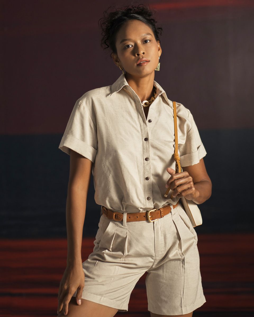 Quần Short Linen Kem Summer Get Away