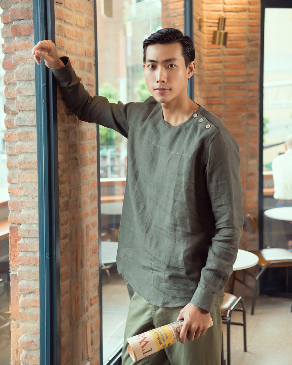 Áo Sơ Mi Nam Linen Xanh Rêu New Breeze