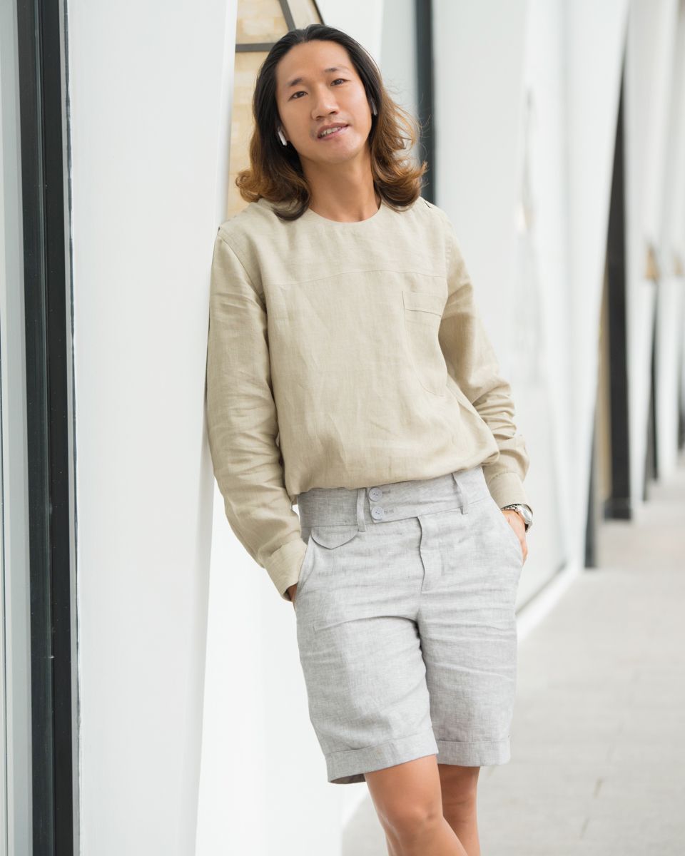 Áo Sơ Mi Nam Linen Xanh Lá Mạ New Breeze