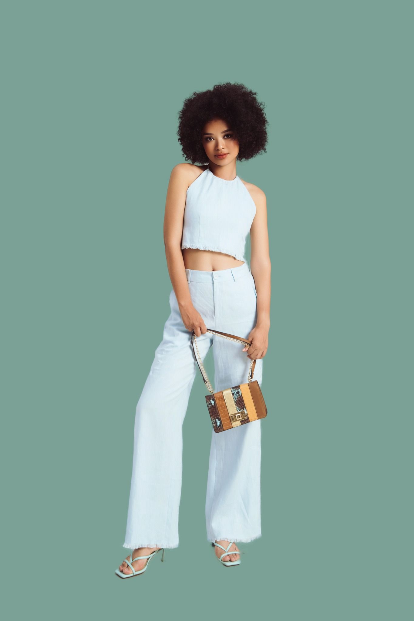 Quần Nữ Linen Xanh Thiên Thanh Sắc Màu Tự Do