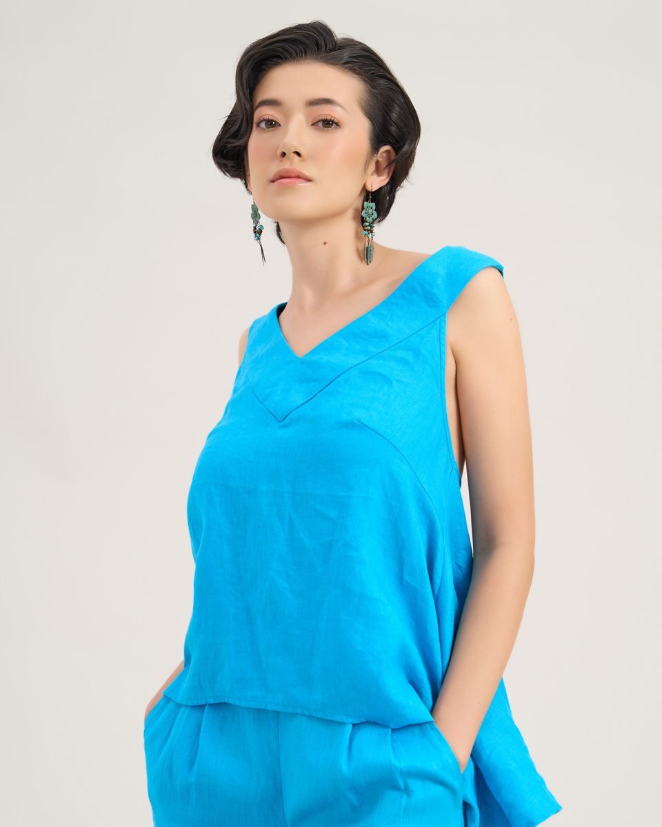 Quần Dài Linen Nữ Xanh Biển Sắc Màu Tự Do