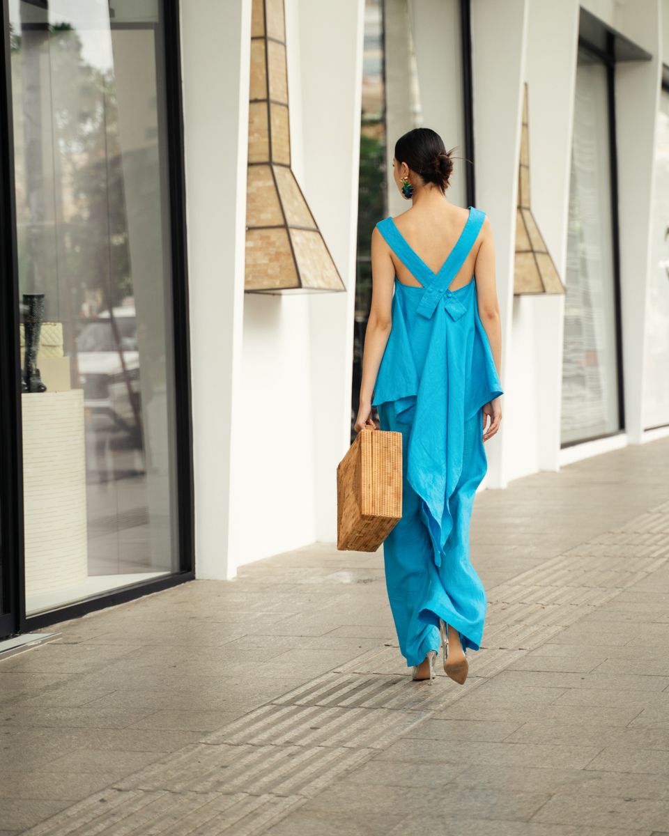 Quần Dài Linen Nữ Xanh Biển Sắc Màu Tự Do