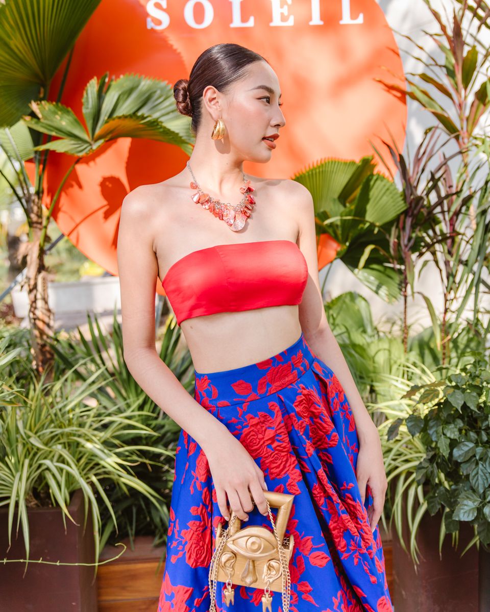Chân Váy Nữ Gấm Đó Xanh De Soleil