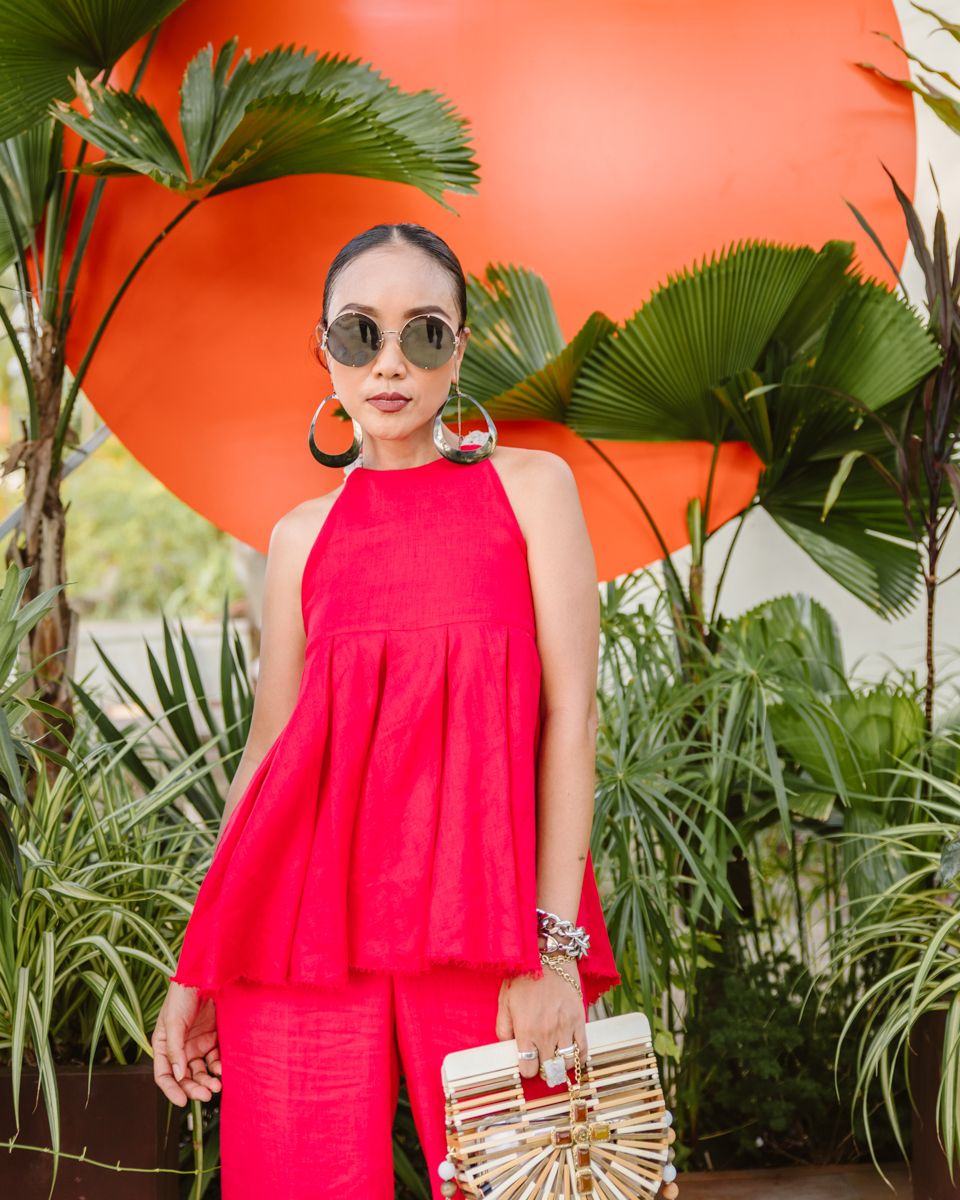Halter Neck Top Red Linen De Soleil