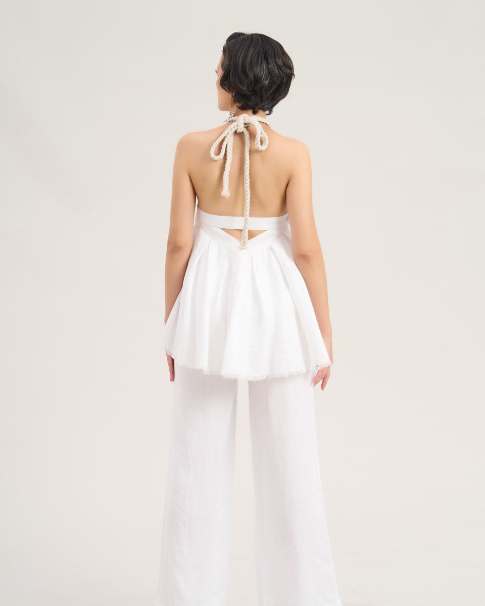 Áo Kiểu Linen Nữ Trắng De Soleil