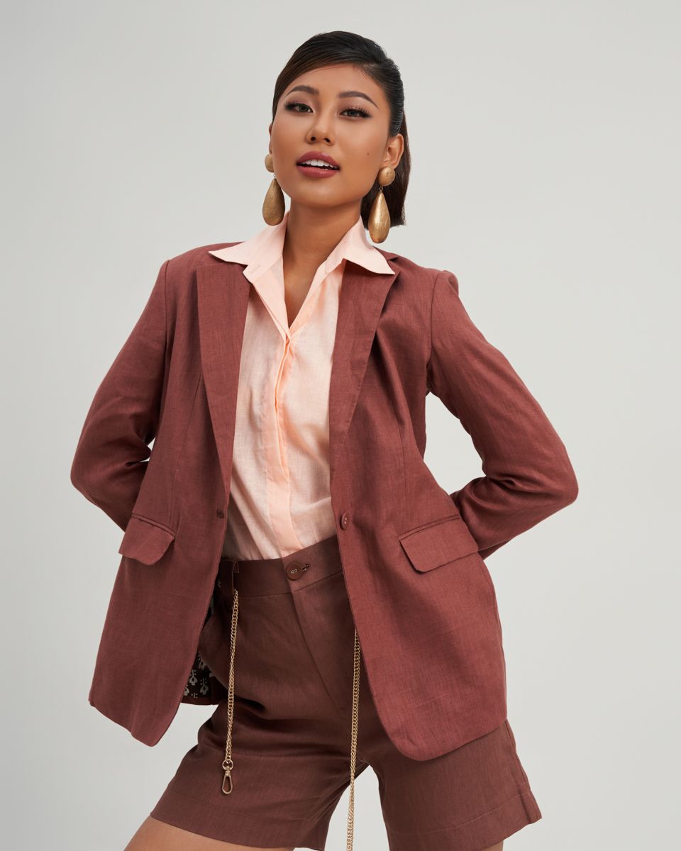 Áo Vest Linen Nữ Nâu Ngói The Art Of Styling