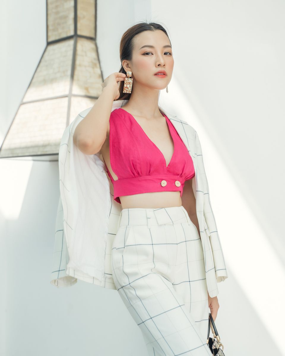 Áo Kiểu Linen Hồng Sen City Girl