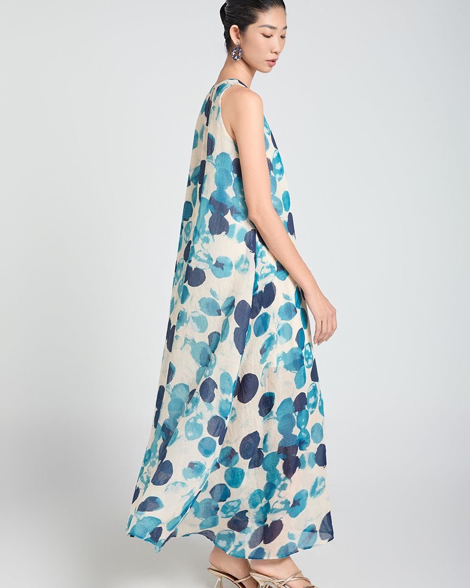 Đầm Linen Tơ Kem Bi Xanh A Touch Of Effortless Elegance