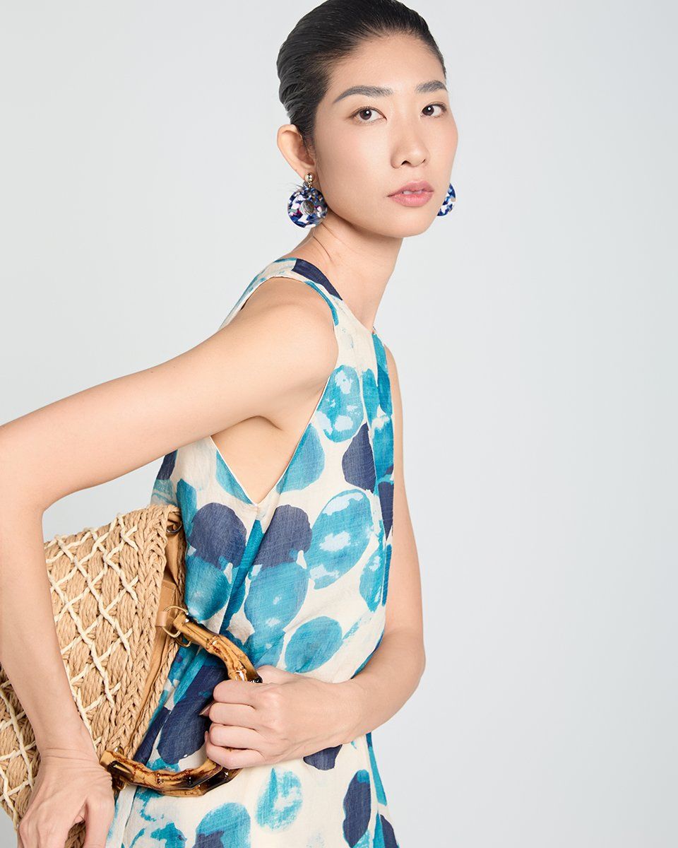 Đầm Linen Tơ Kem Bi Xanh A Touch Of Effortless Elegance