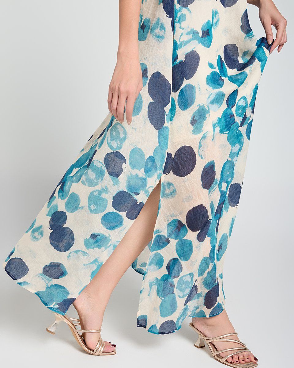 Đầm Linen Tơ Kem Bi Xanh A Touch Of Effortless Elegance