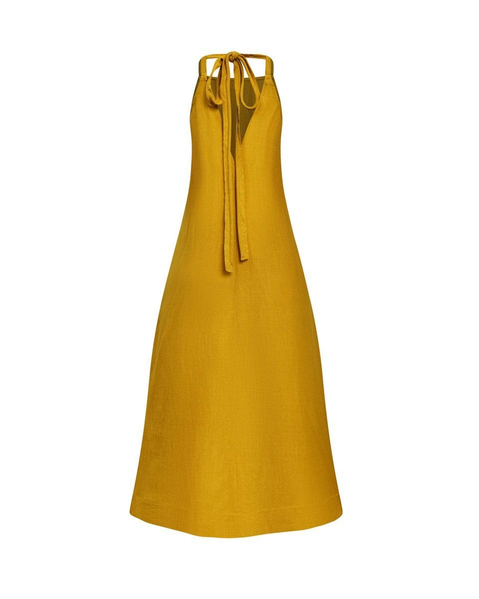 Đầm Linen Vàng Đậm