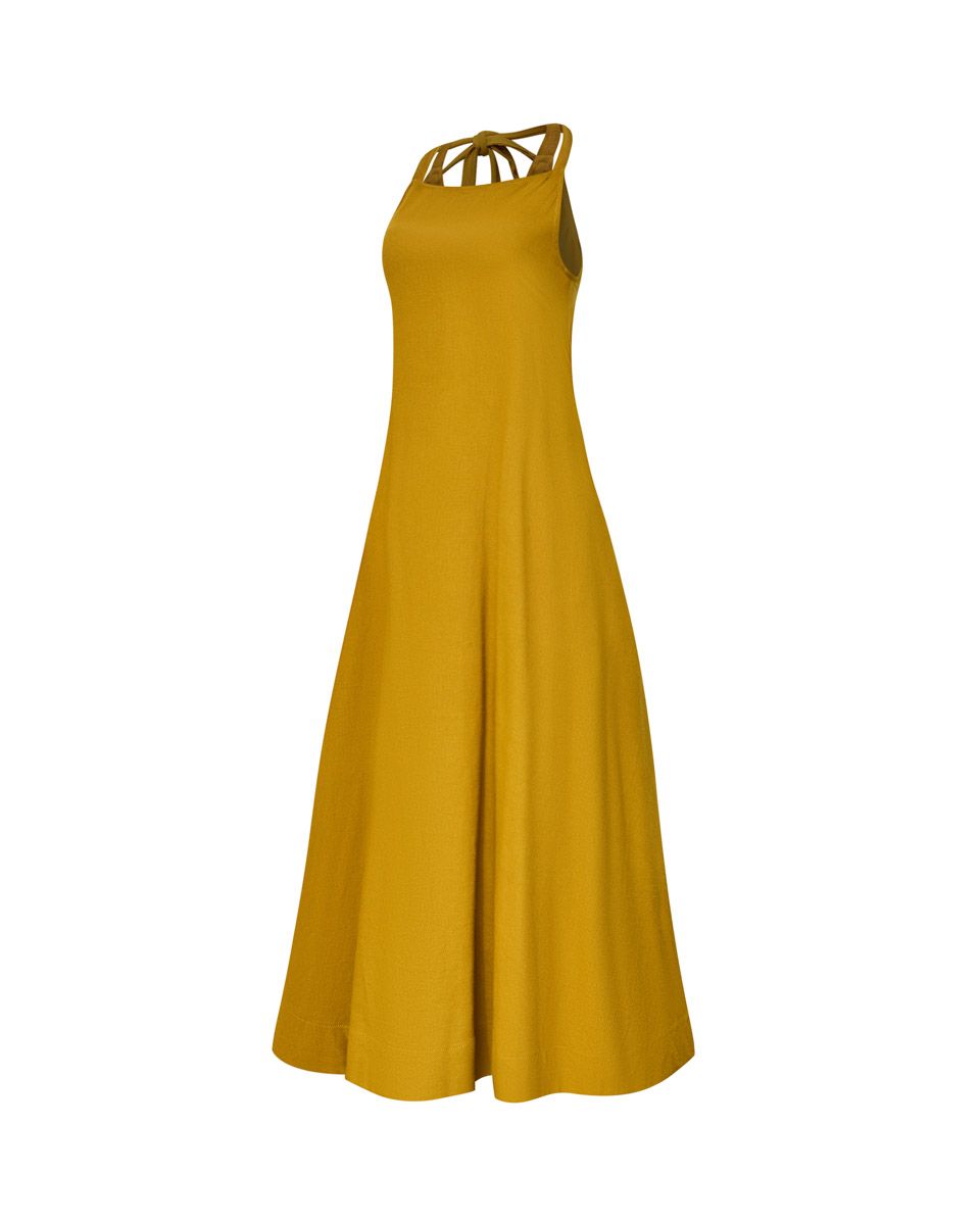 Đầm Linen Vàng Đậm