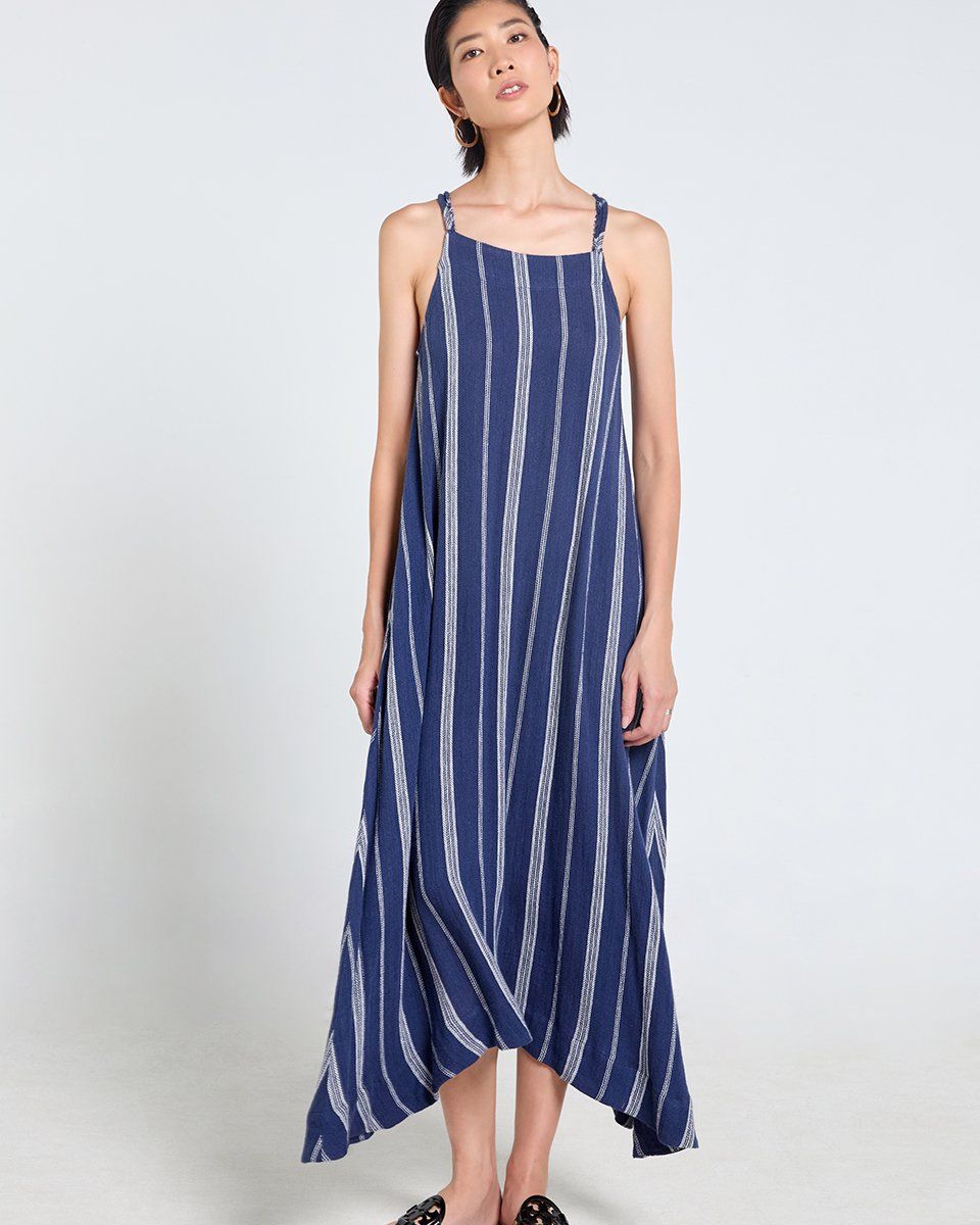 Đầm Linen Xanh Đen Sọc Tender Drit