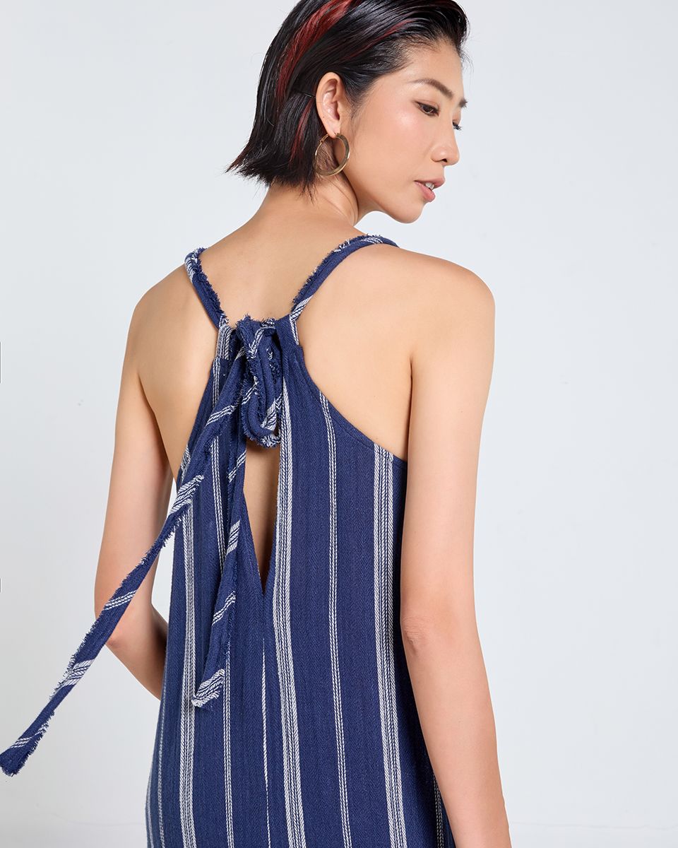 Đầm Linen Xanh Đen Sọc Tender Drit