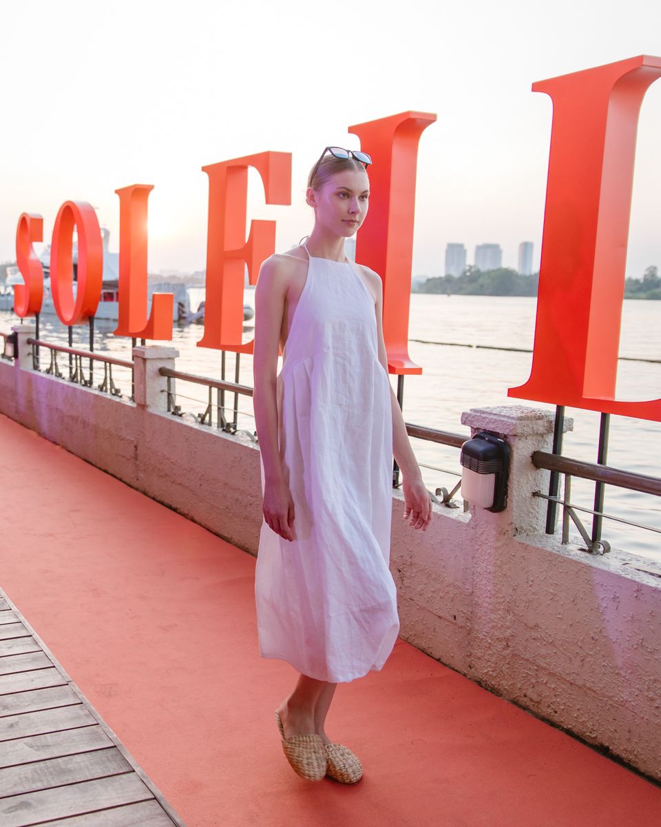Đầm Nữ Linen Trắng De Soleil