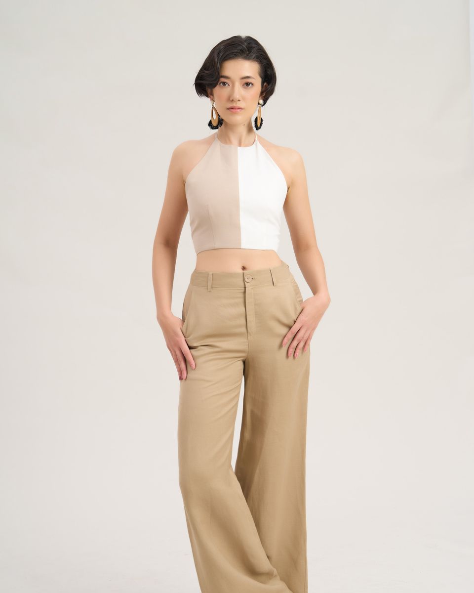 Áo Kiểu Linen Nữ Kem Trắng The Girl In Vogue