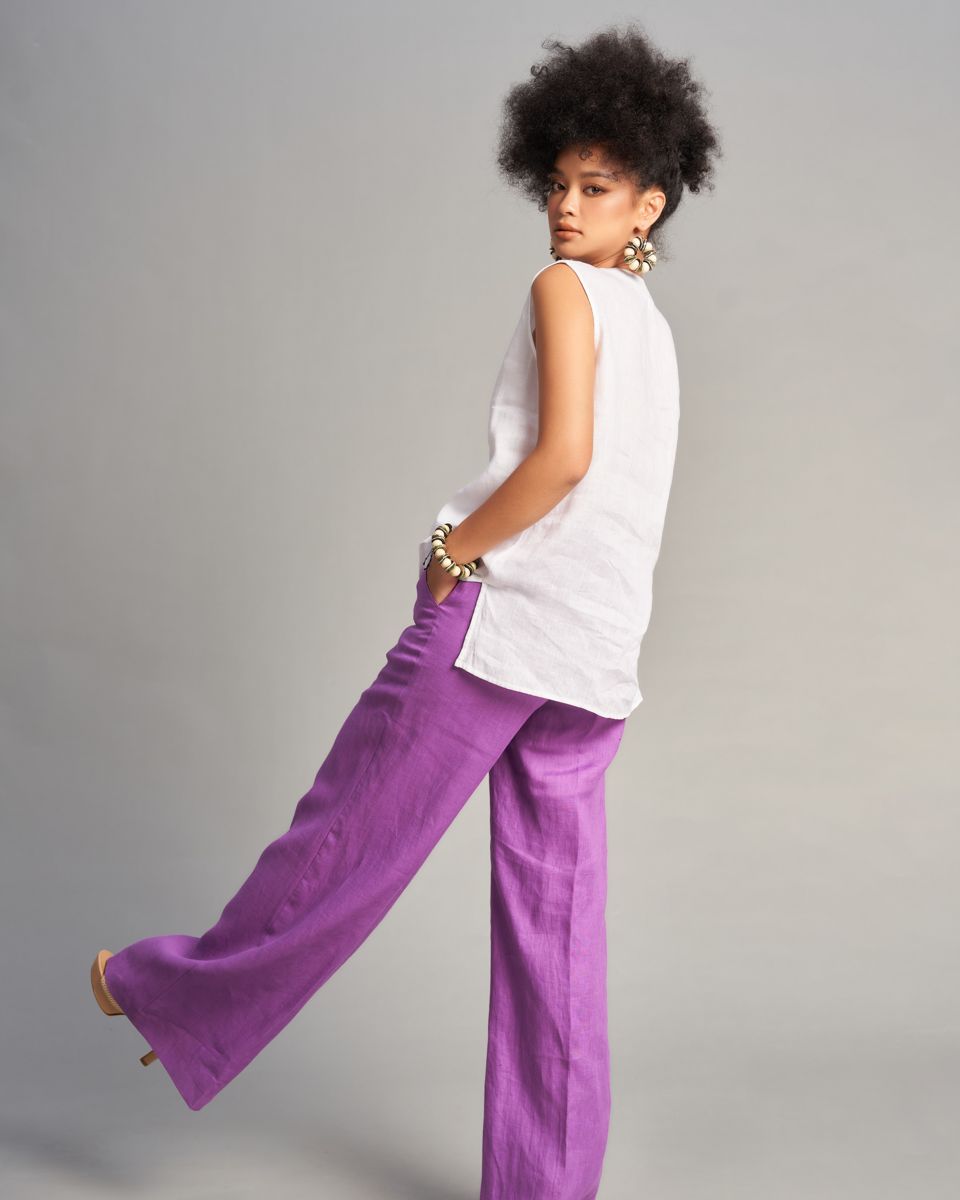 Áo Kiểu Linen Trắng Sắc Màu Tự Do