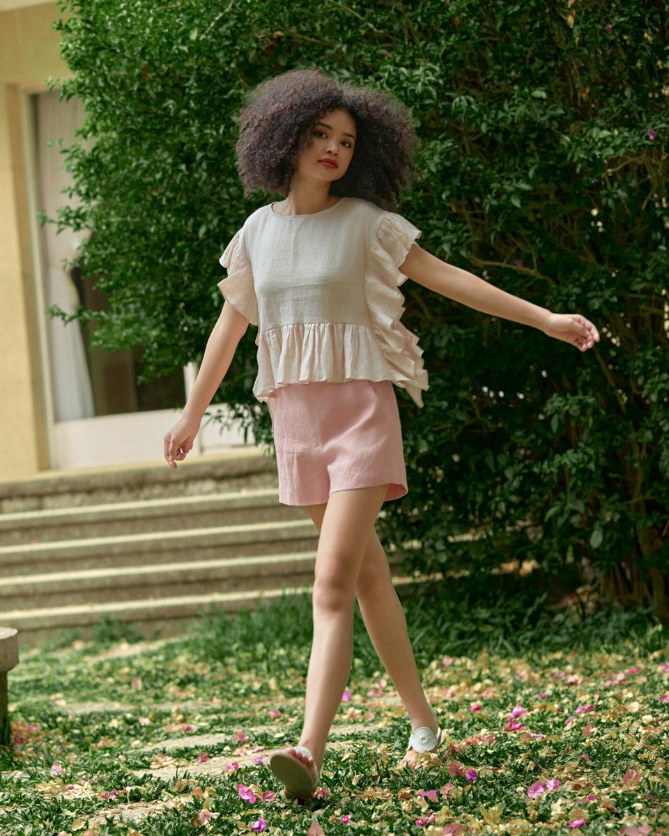 Quần Short Linen Nữ Hồng De Soleil