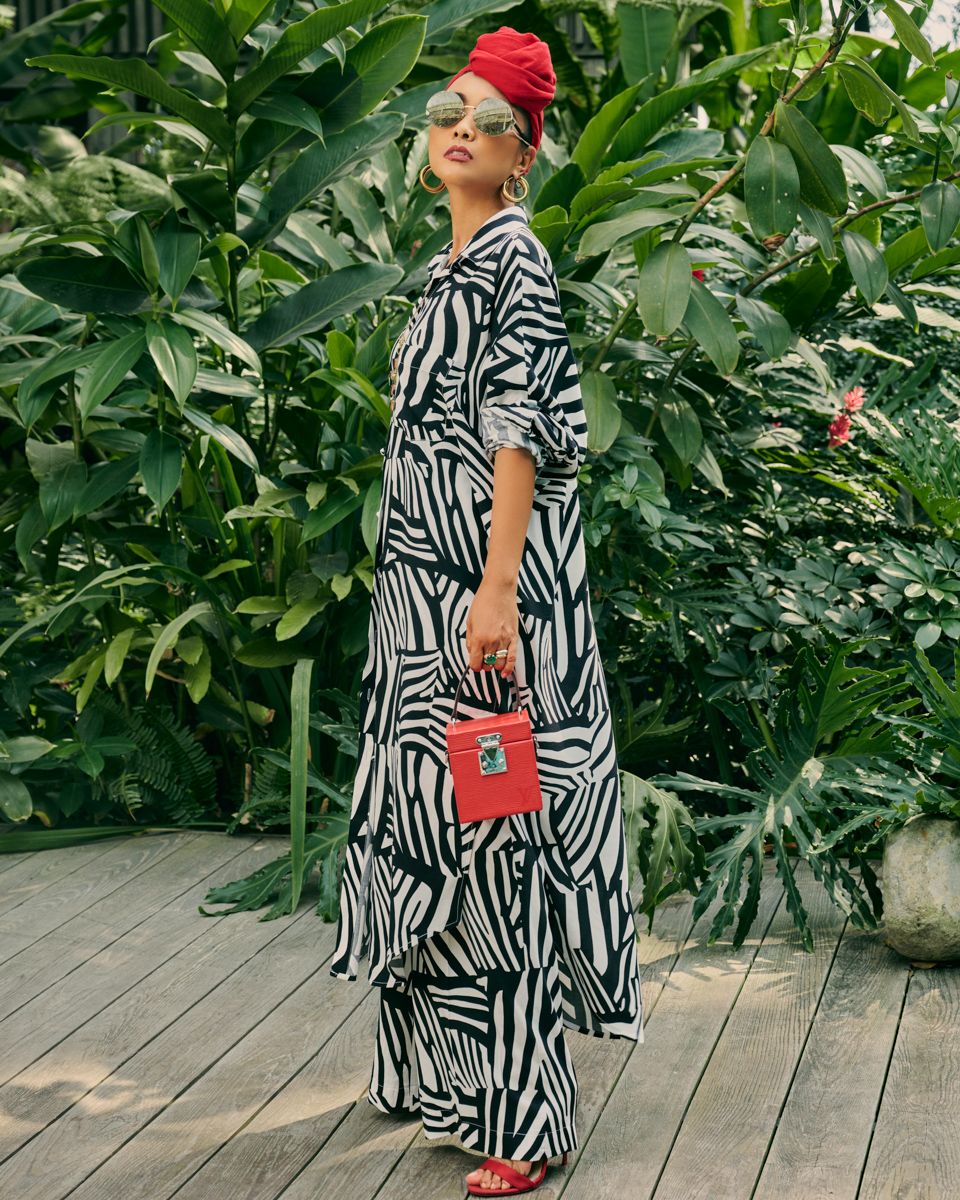 Quần Dài Linen Nữ Đen Trắng De Soleil