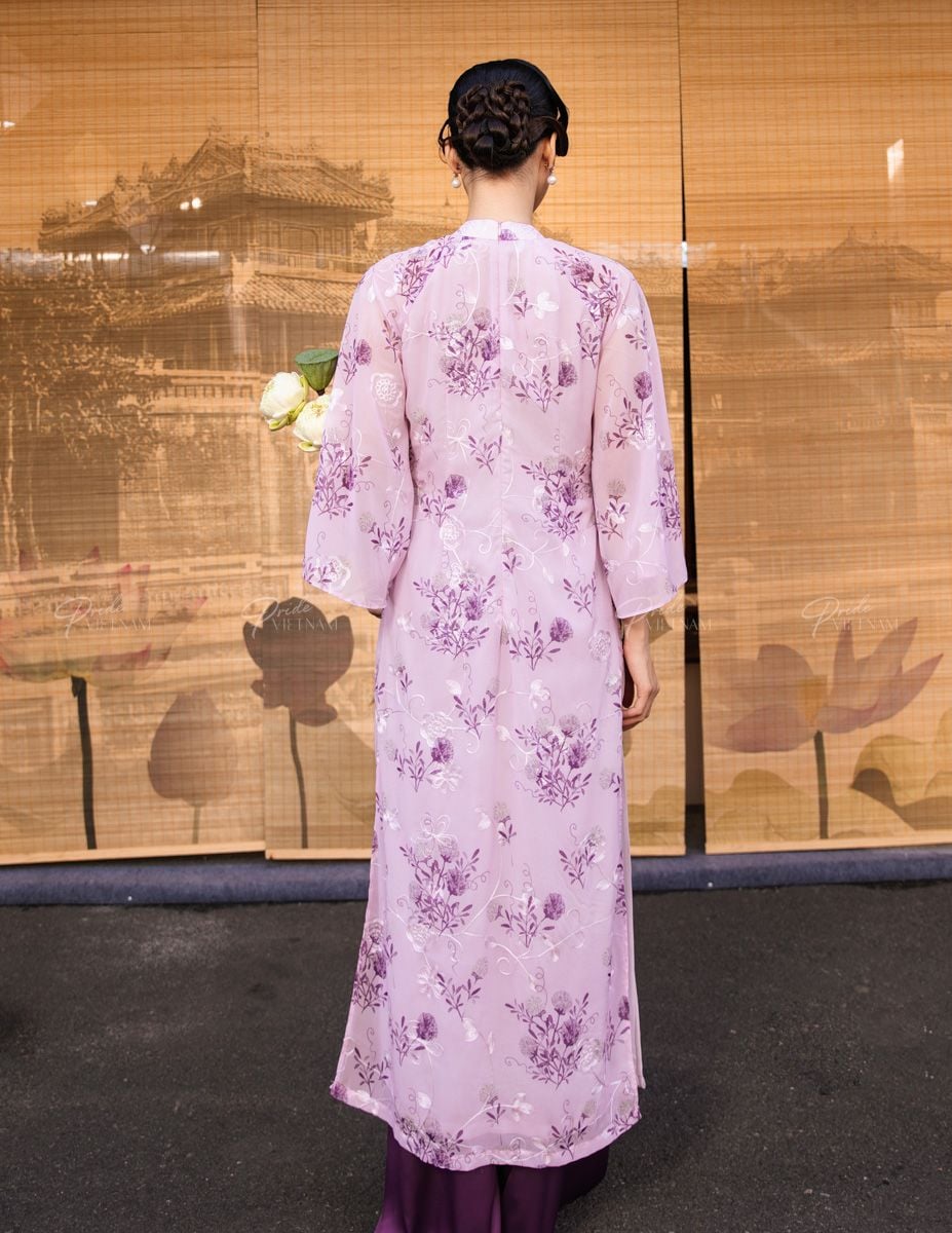 Áo Dài Voan Nữ Tím Hoa Pride Việt Nam
