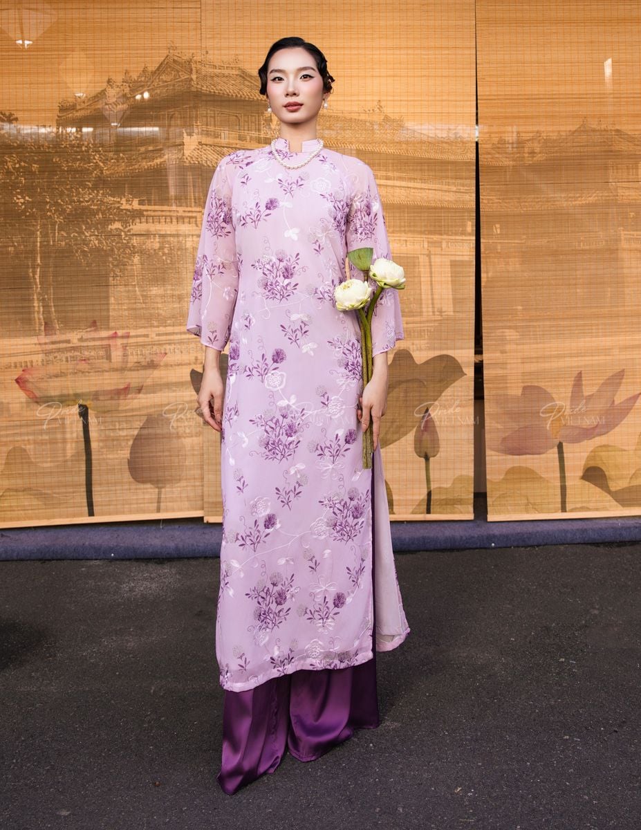 Áo Dài Voan Nữ Tím Hoa Pride Việt Nam