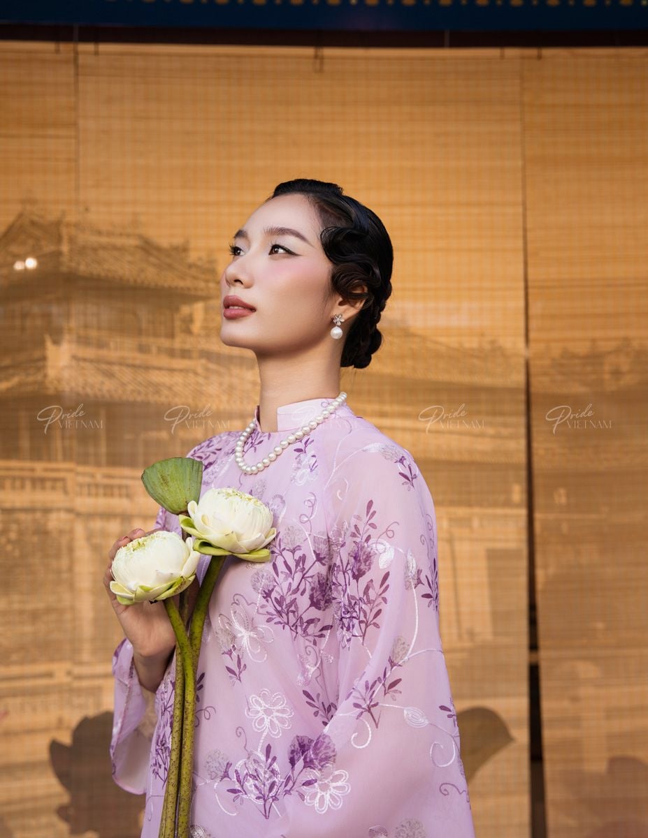 Áo Dài Voan Nữ Tím Hoa Pride Việt Nam