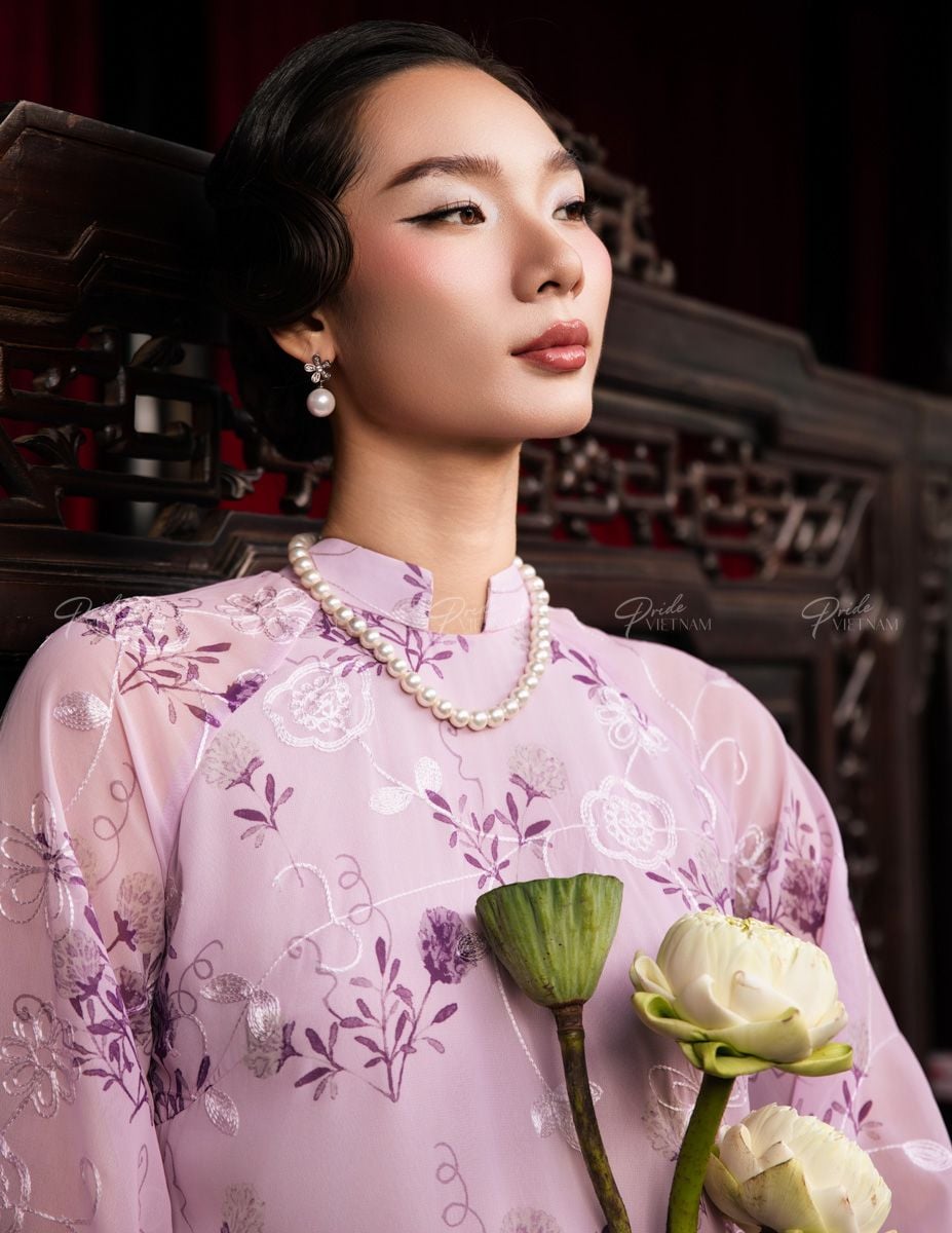 Áo Dài Voan Nữ Tím Hoa Pride Việt Nam