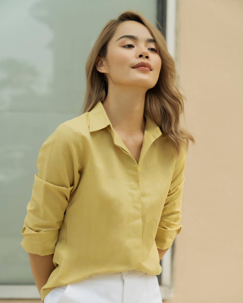 Áo Sơ Mi Linen Vàng Tender Drit