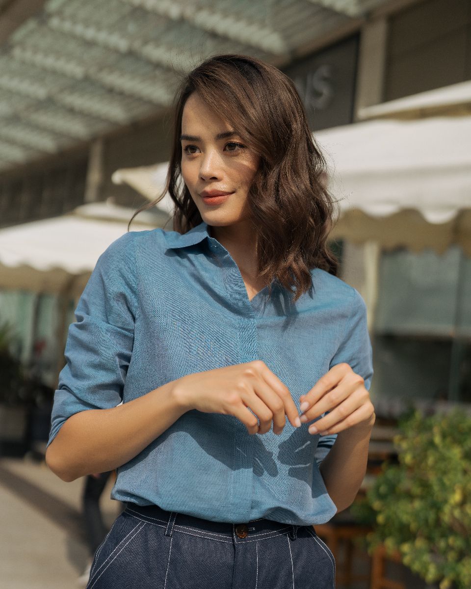 Áo sơ mi Nora phong cách menwear Linen Pháp FLSM640621 SCANDALINEN #36 Áo sơ mi Nora phong cách menwear Linen Pháp FLSM640621 SCANDALINEN