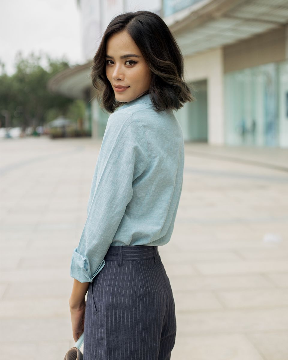 Áo Sơ Mi Linen Xanh Pride