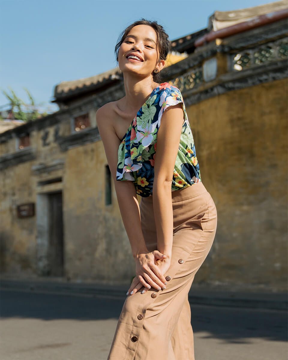 Áo Kiểu Linen Xanh Modern Meets Heritage