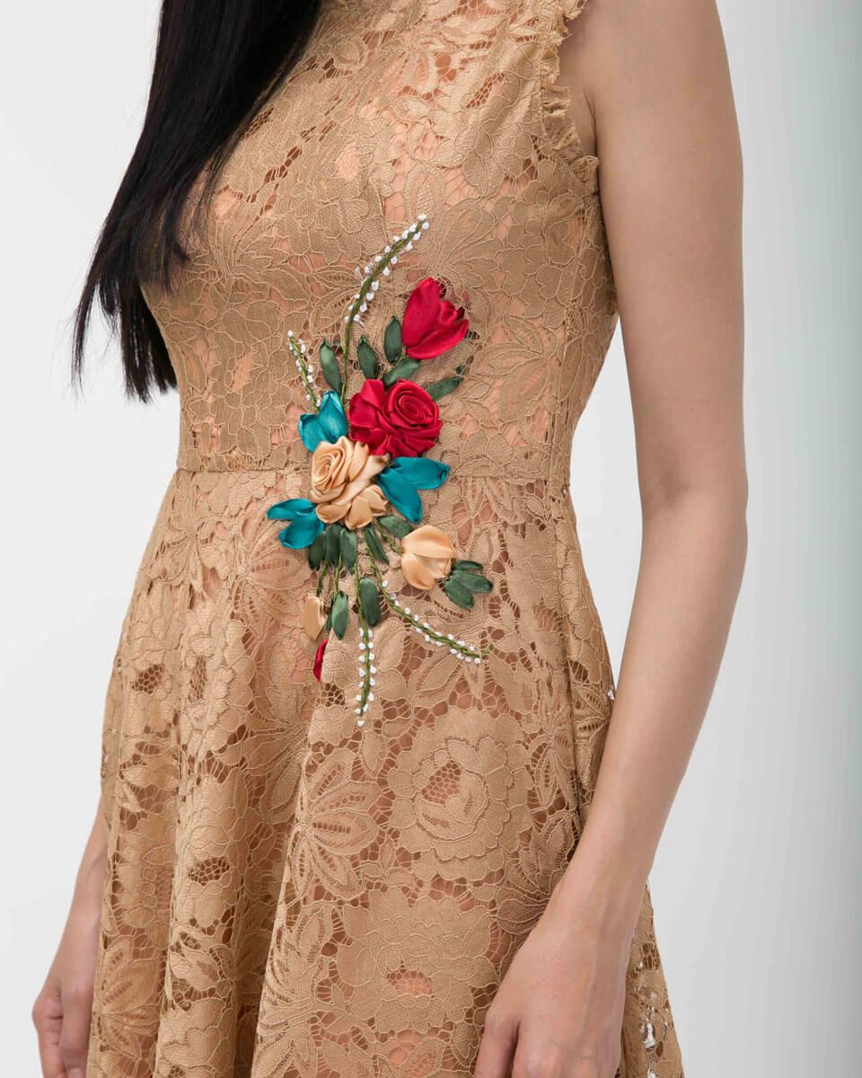 Đầm Ren Nâu Floral