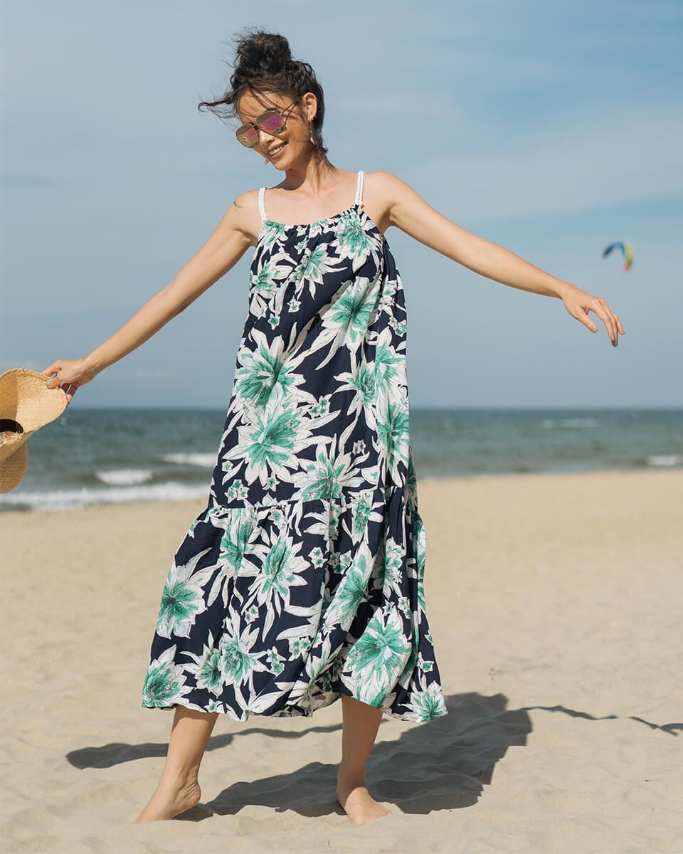 Đầm Xanh Linen Summer Holiday