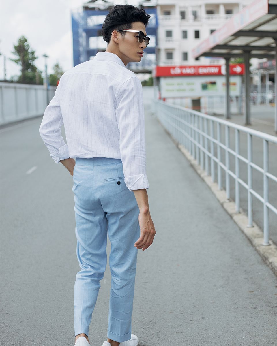 Quần Dài Nam Linen Xanh