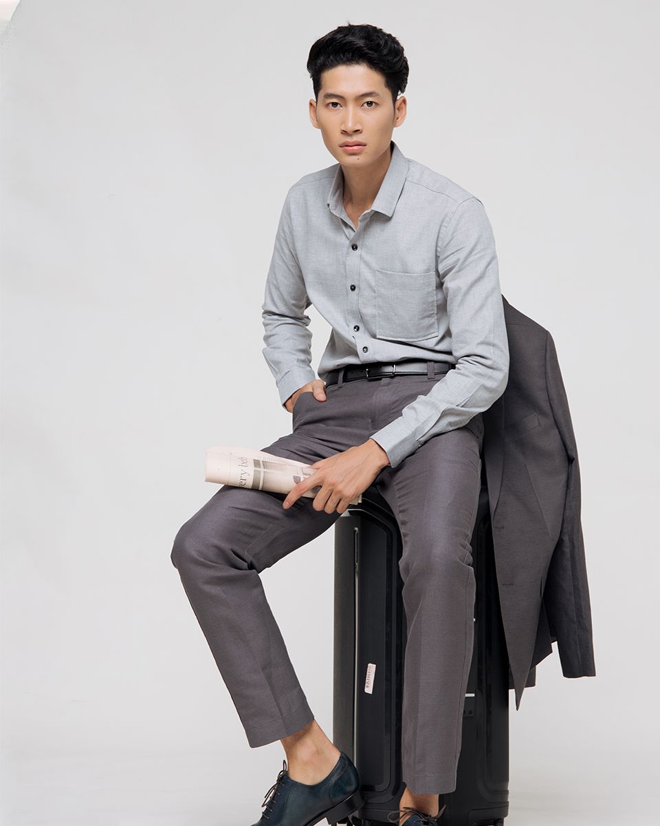 Quần Dài Nam Linen Xám