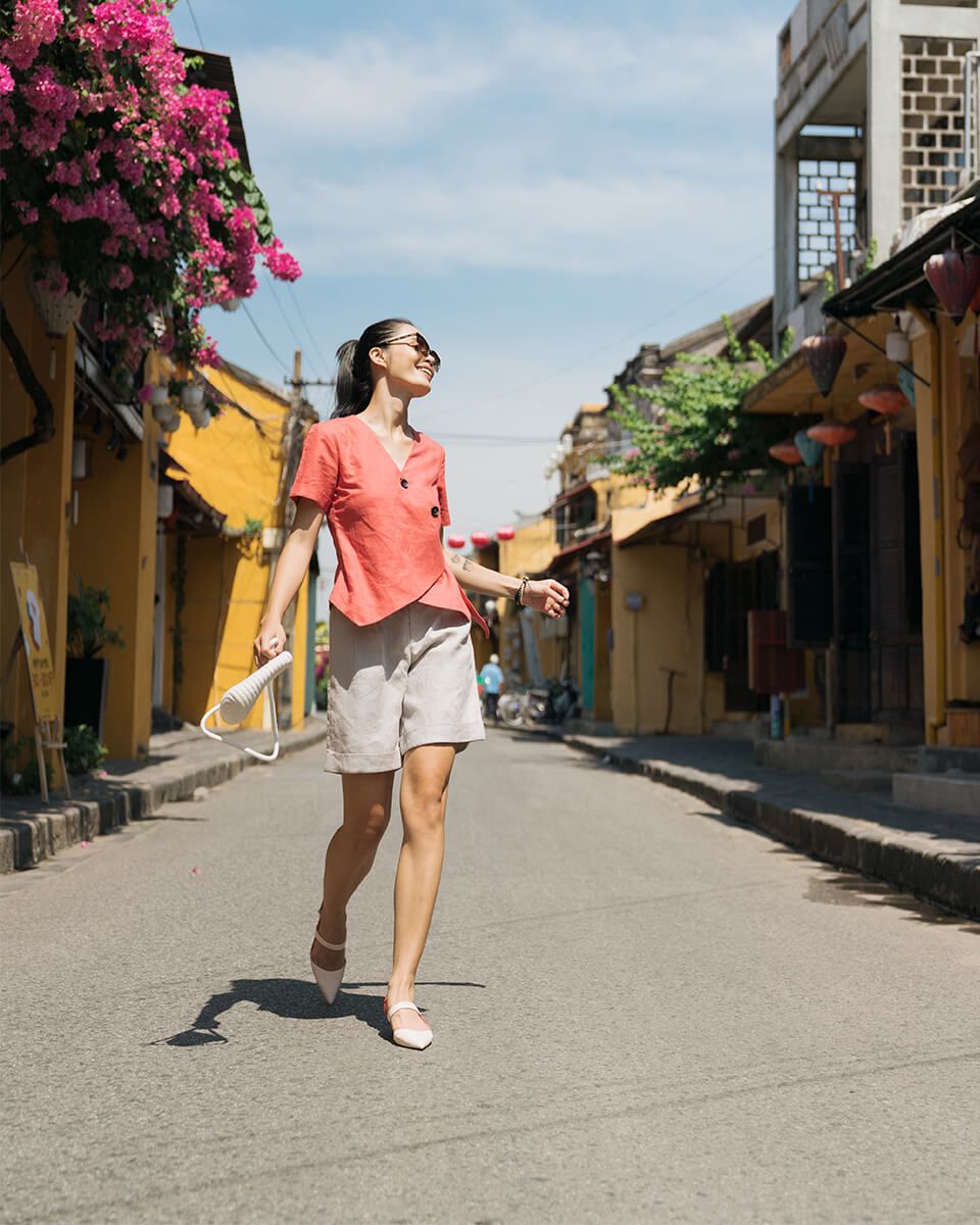 Quần Short Linen Xám  Modern Meets Heritage