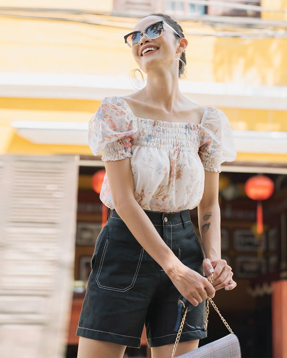 Quần Short Linen Đen Modern Meets Heritage