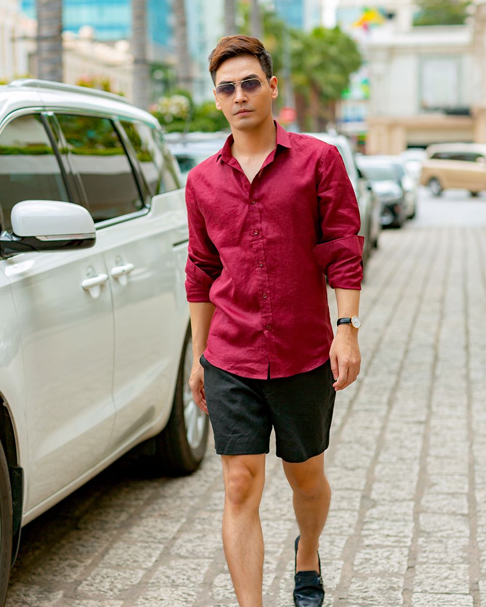 Quần Short Nam Linen Đen - NEW BREEZE