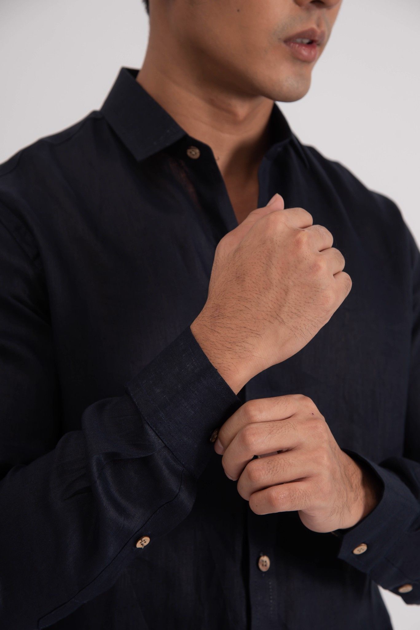 Áo Sơ Mi Nam Linen Xám Đậm