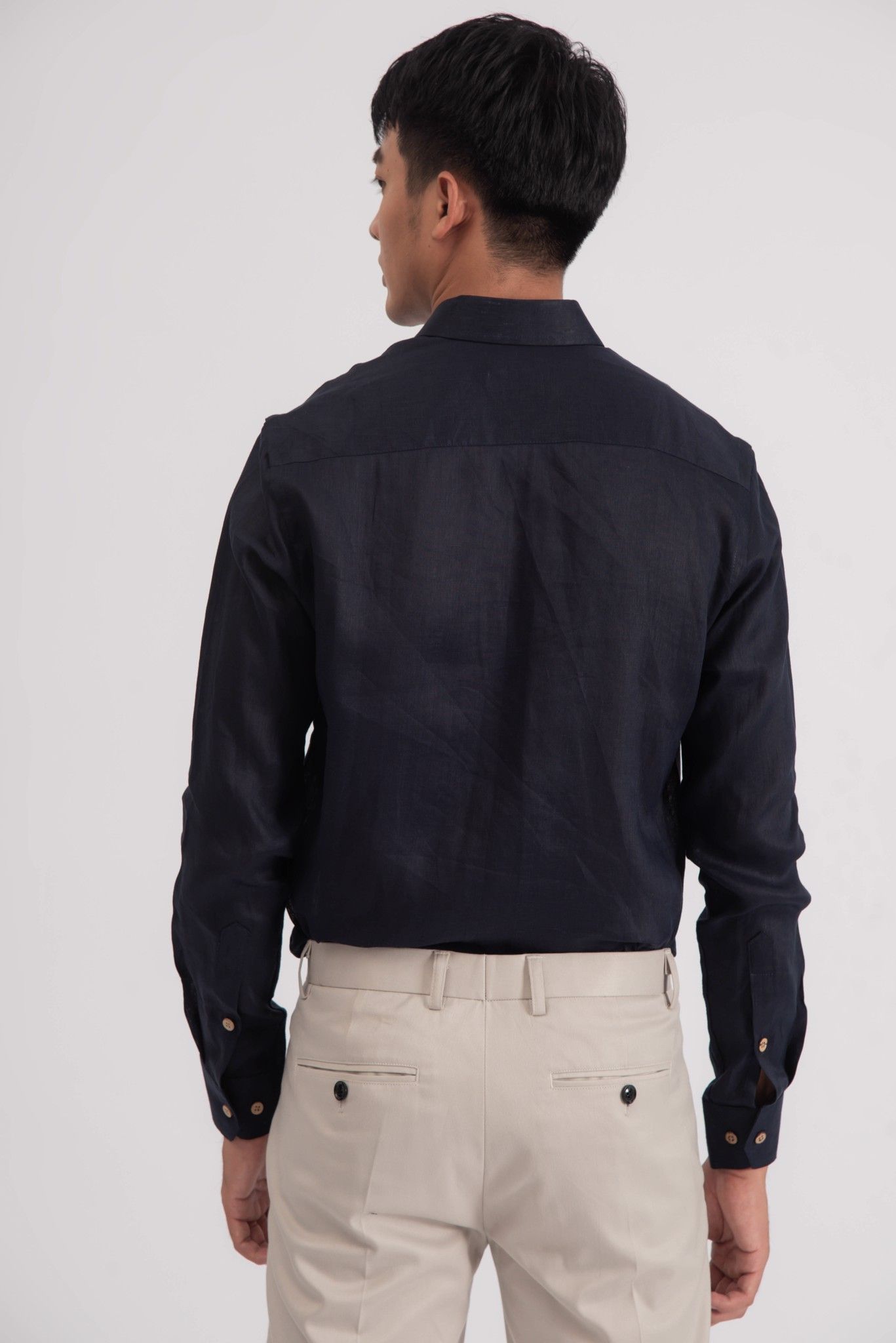Áo Sơ Mi Nam Linen Xám Đậm