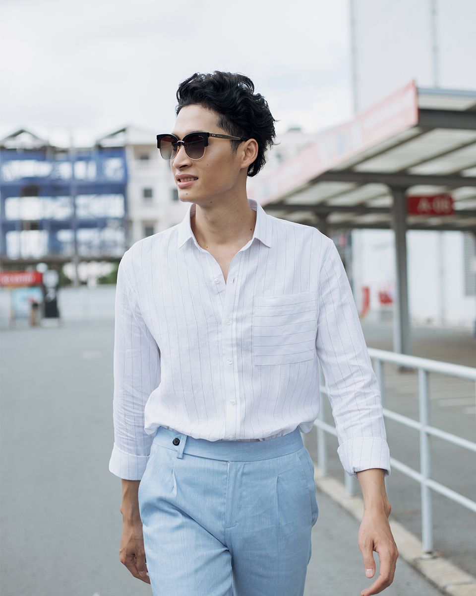 Áo Sơ Mi Nam Linen Trắng Men In Style