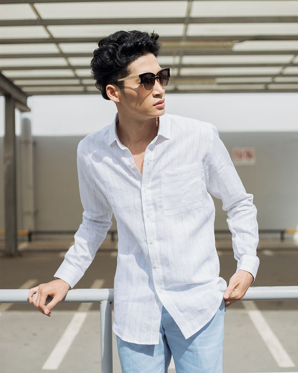 Áo Sơ Mi Nam Linen Trắng Men In Style