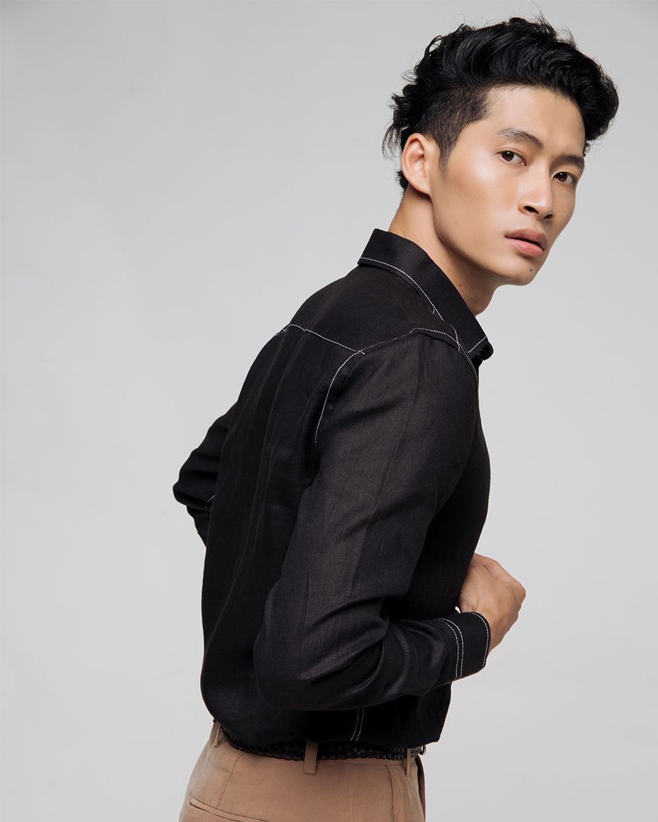 Áo Sơ Mi Nam Linen Đen Men In Style