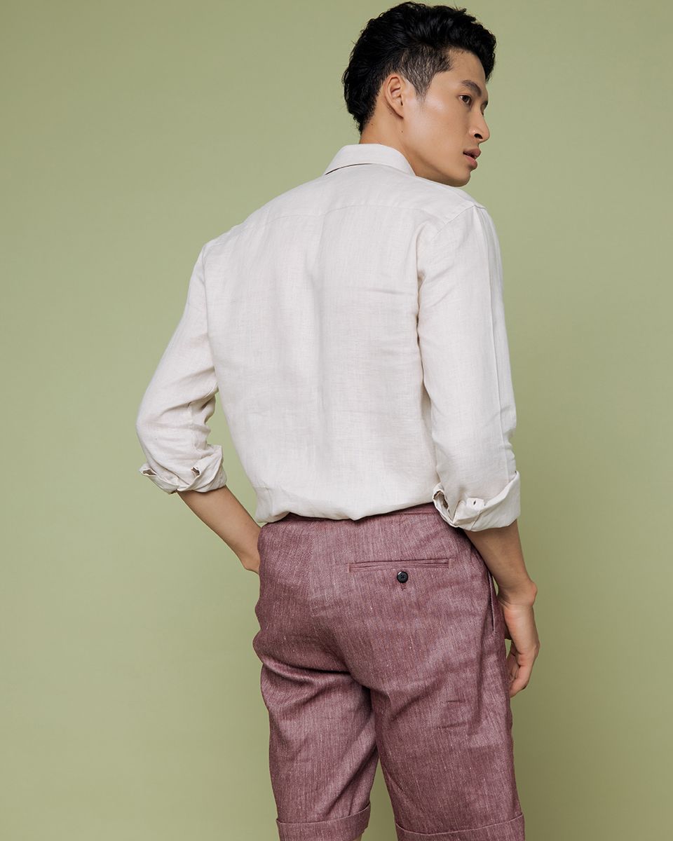 Áo Sơ Mi Nam Linen Trắng Men In Style