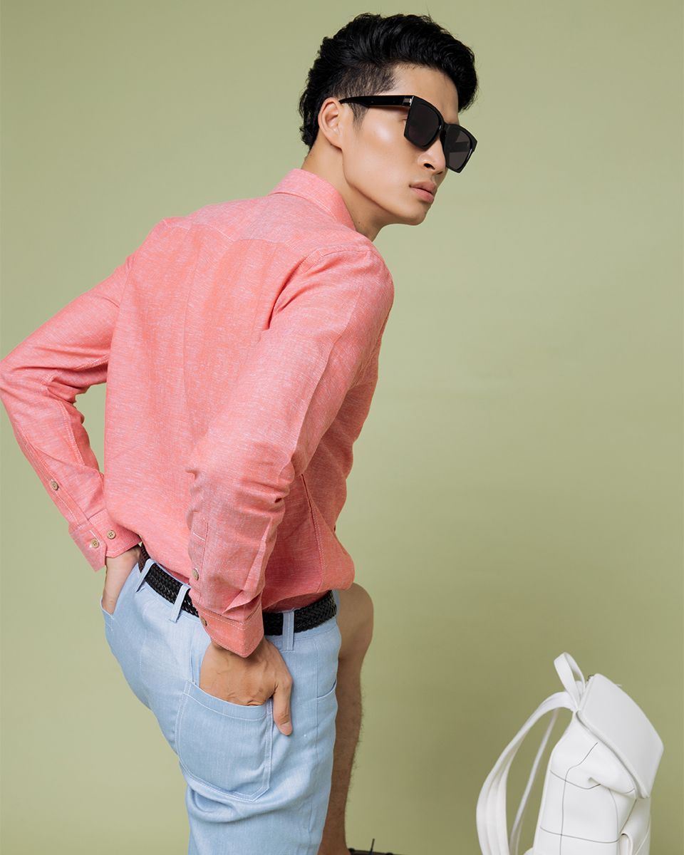 Áo Sơ Mi Nam Linen Hồng  Men In Style