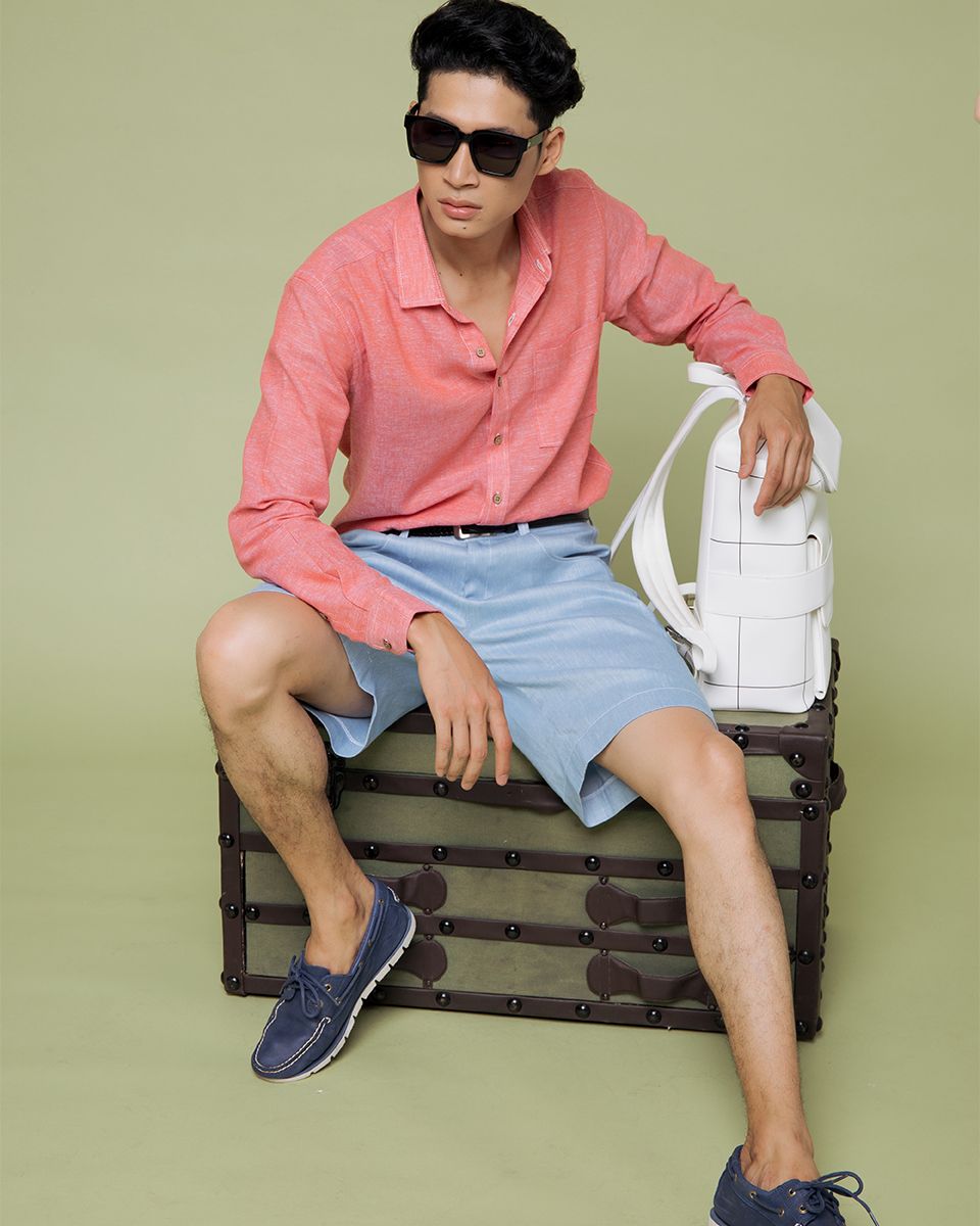 Áo Sơ Mi Nam Linen Hồng  Men In Style