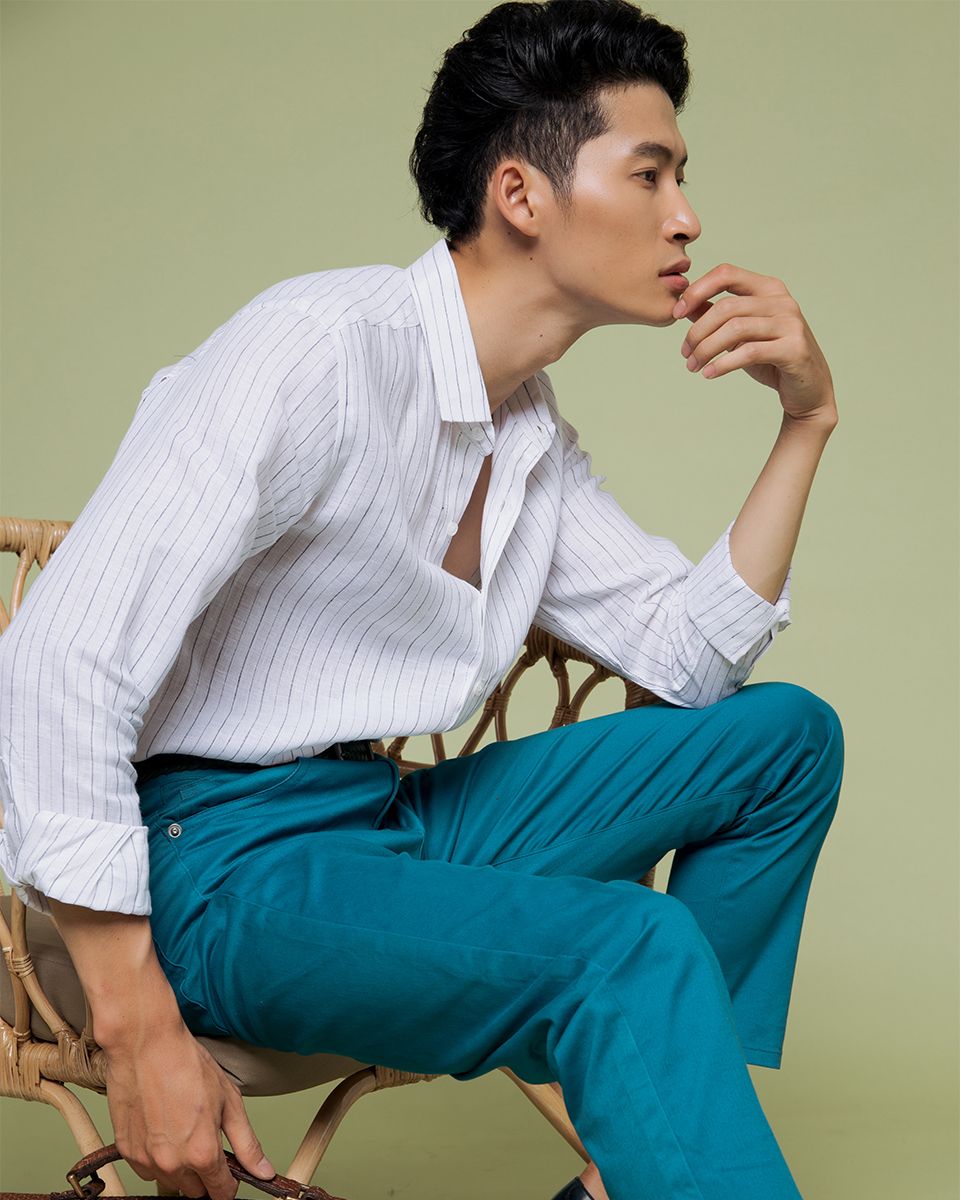 Áo Sơ Mi Nam Linen Trắng Men In Style