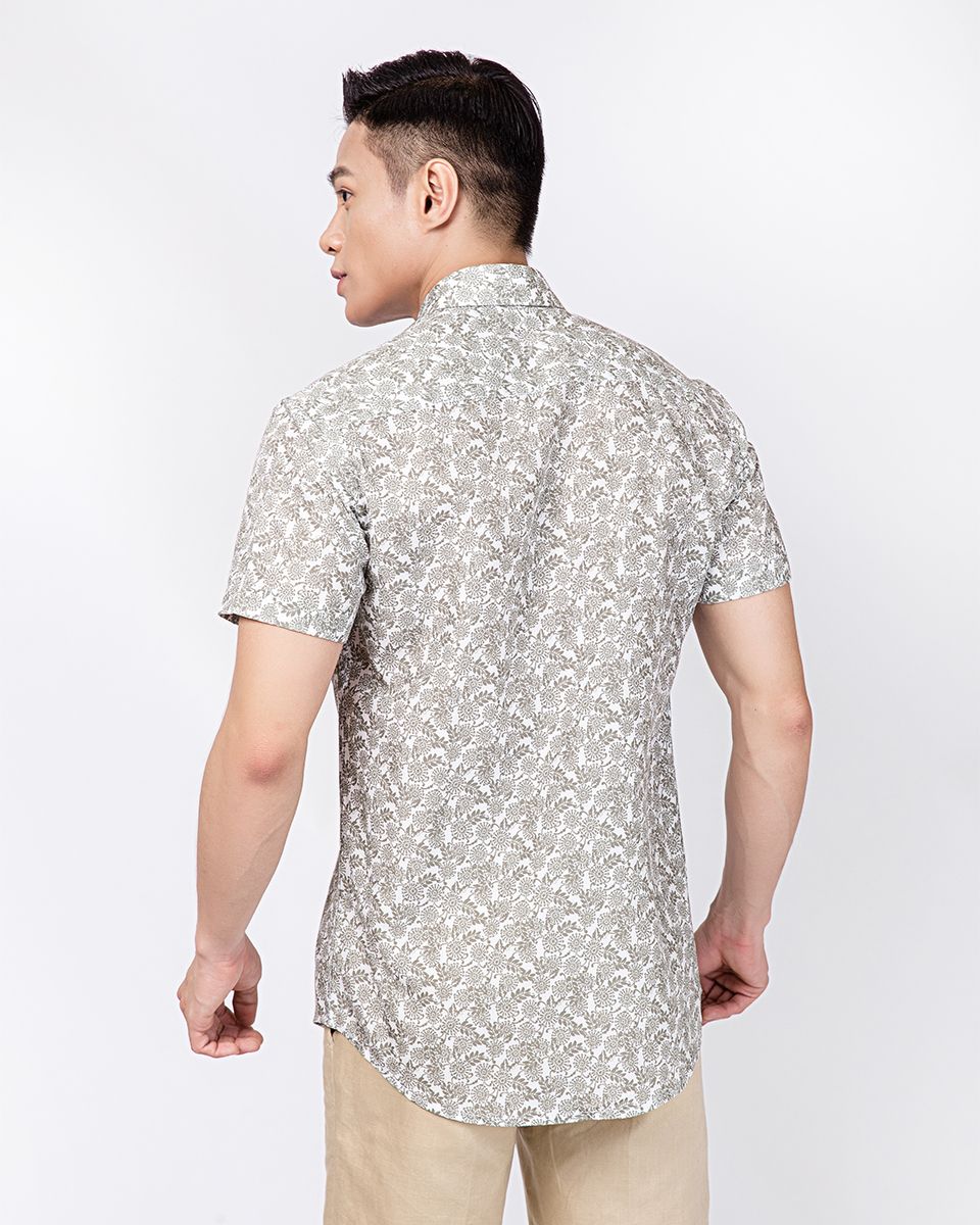 Áo Sơ Mi Nam Linen Họa Tiết