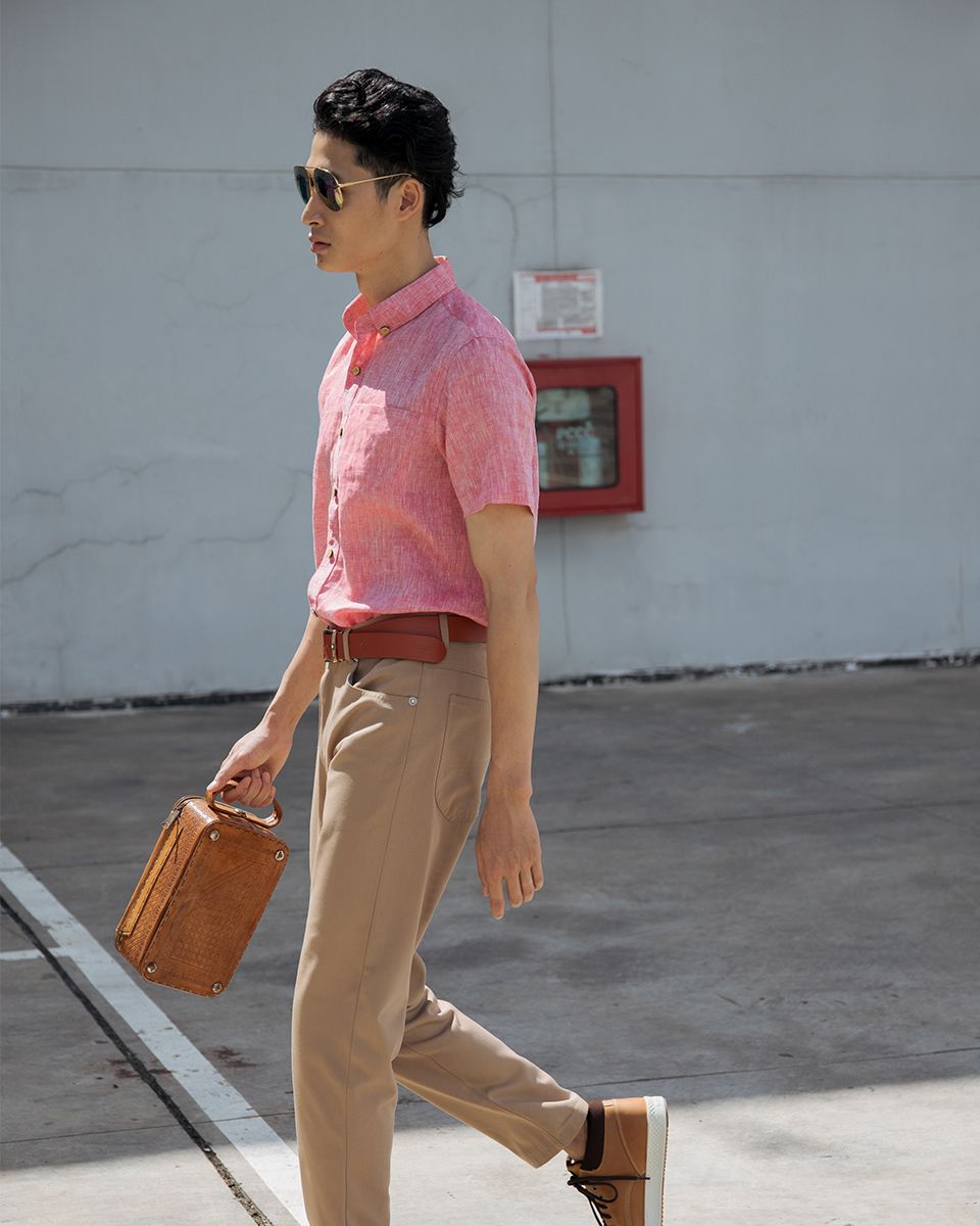 Áo Sơ Mi Nam Linen Hồng Men In Style